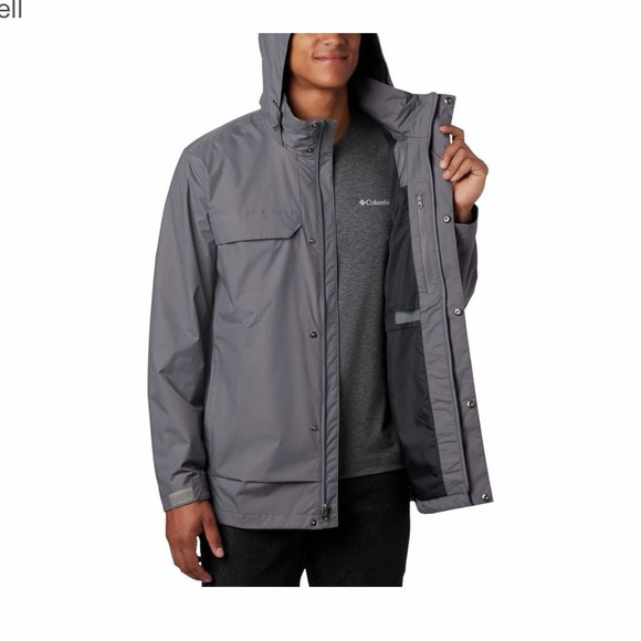 Columbia Men's Charcoal Raincoat, Flawless and like new. - Picture 4 of 16